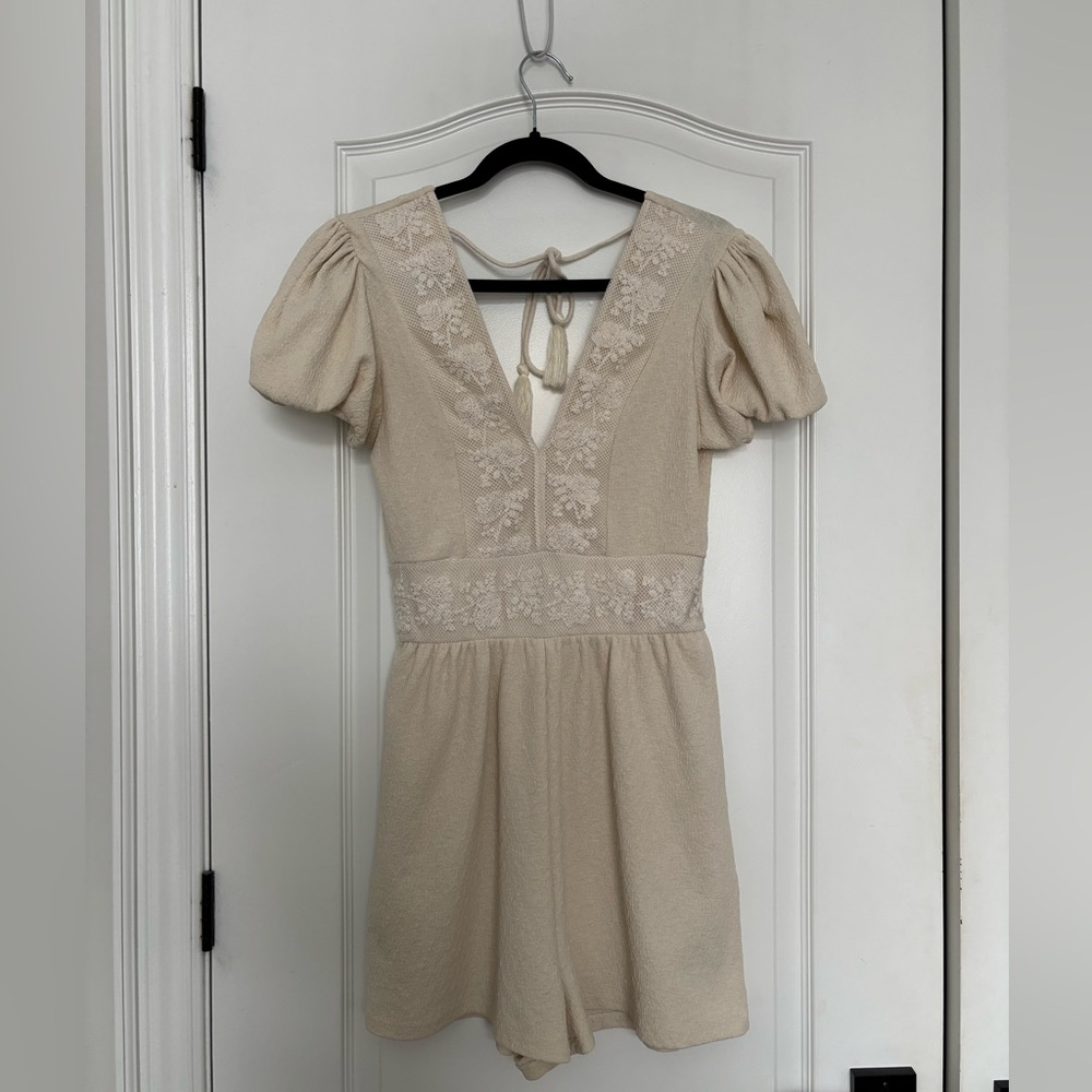 Zara Cream Embroidered Romper